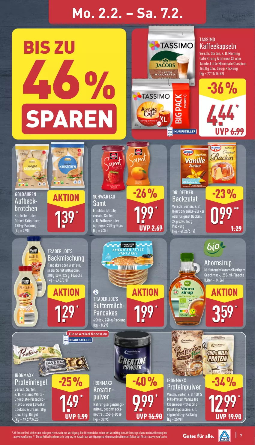 Aktueller Prospekt Aldi Nord - Von Montag - von 02.02 bis 07.02.2026 - strona 9 - produkty: ACC, aldi, aprikose, aufstrich, backmischung, beere, bourbon, bourbonvanille, brötchen, butter, buttermilch, Cap, cappuccino, chia, cin, classico, cola, cookie, cookies, Dr. Oetker, eis, elle, erdbeere, flasche, frucht, fruchtaufstrich, gin, HP, jacobs, kaffee, kaffeekapseln, karamell, kartoffel, latte, latte macchiato, mac, macchiato, milch, nuss, oder jacobs, reis, riegel, Schwartau, sim, sirup, tassimo, teller, Ti, tiefpreis, vanille, waffeln, ZTE, zucker