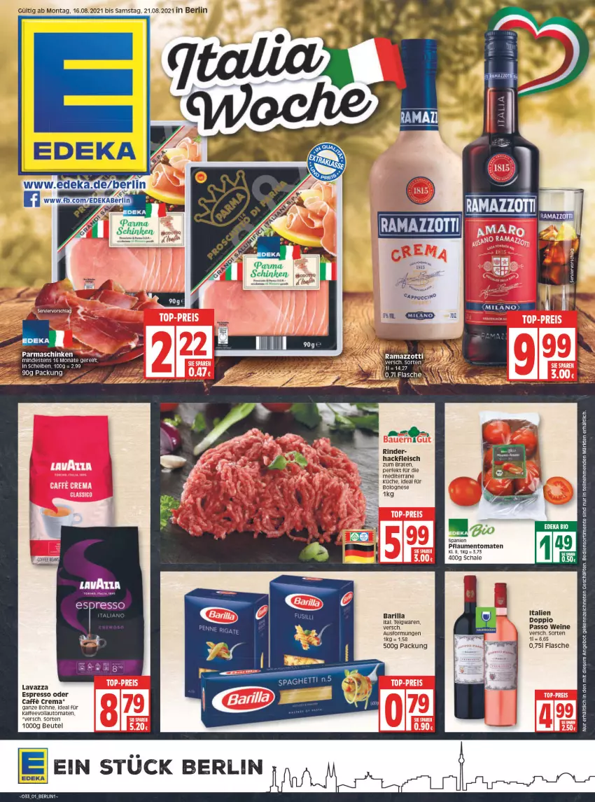 Aktueller Prospekt Edeka - Angebote der Woche - von 16.08 bis 21.08.2021 - strona 1