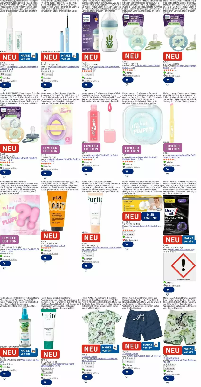Aktueller Prospekt Dm Drogerie - Prospekte - von 09.03 bis 18.03.2026 - strona 18 - produkty: after sun, Alverde, ball, bamboo, creme, Creme gel, eis, erde, Eyeliner, flasche, Gesichtscreme, gin, got2b, hose, HP, Jogginghose, Kaki, kosmetik, lamm, LG, Lipgloss, Make-up, milch, natur, natura, naturkosmetik, Palette, Peeling, Philips, reis, ring, schwamm, shirt, shorts, T-Shirt, Ti