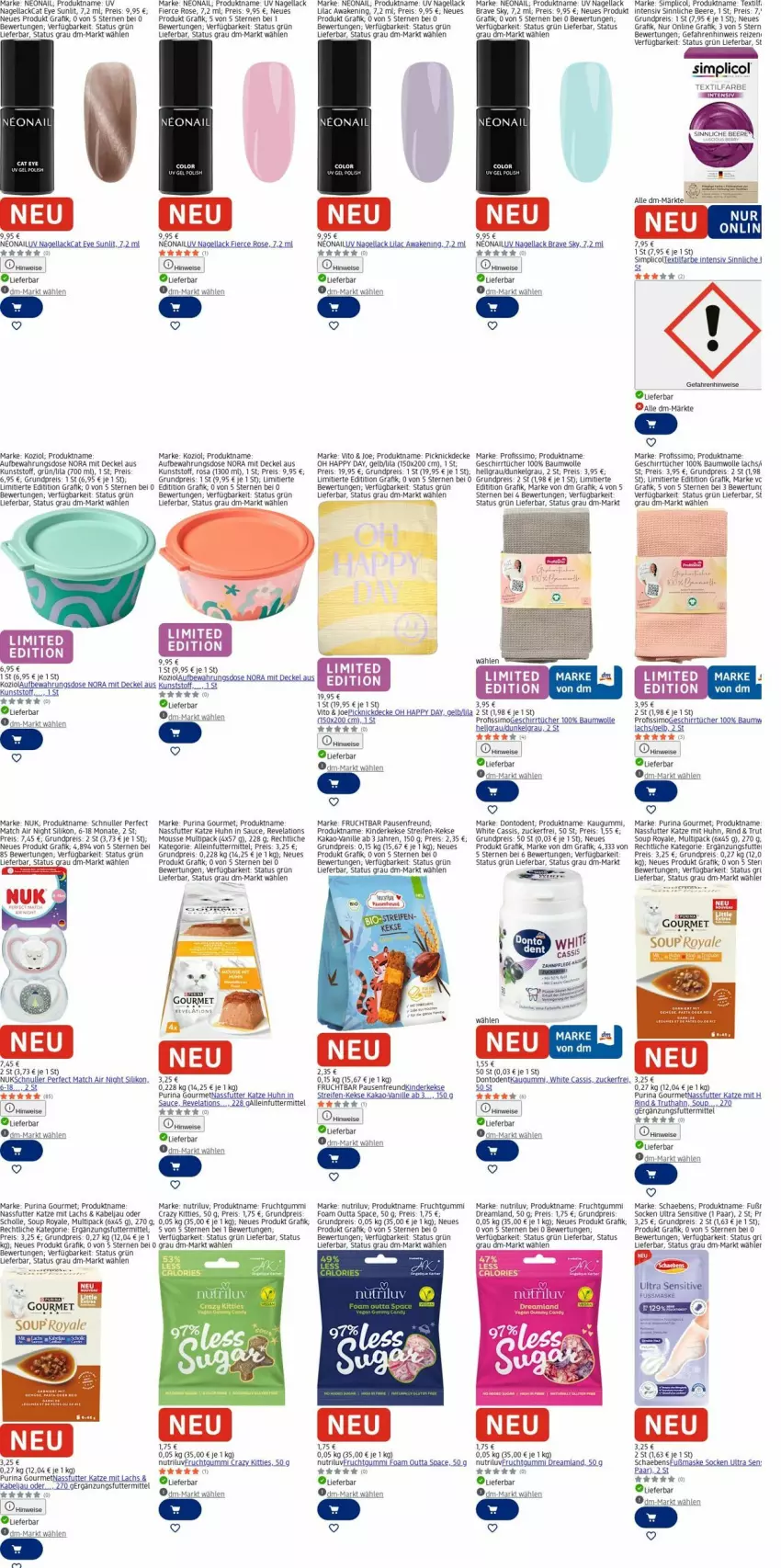 Aktueller Prospekt Dm Drogerie - Prospekte - von 09.03 bis 18.03.2026 - strona 21 - produkty: akku, alleinfuttermittel, Aufbewahrungsdose, Bau, baumwolle, beere, cassis, decke, Deckel, eis, frucht, fruchtgummi, geschirr, geschirrtücher, Happy Day, kakao, kaugummi, keks, kekse, Kinder, lachs, lack, LG, Maske, mousse, Nagellack, nassfutter, ndk, nuk, picknickdecke, Profissimo, purina, reifen, reis, rind, rum, sauce, Schaebens, scholl, senf, sim, socken, Textilfarbe, Ti, truthahn, tücher, uhr, vanille, wolle, zucker