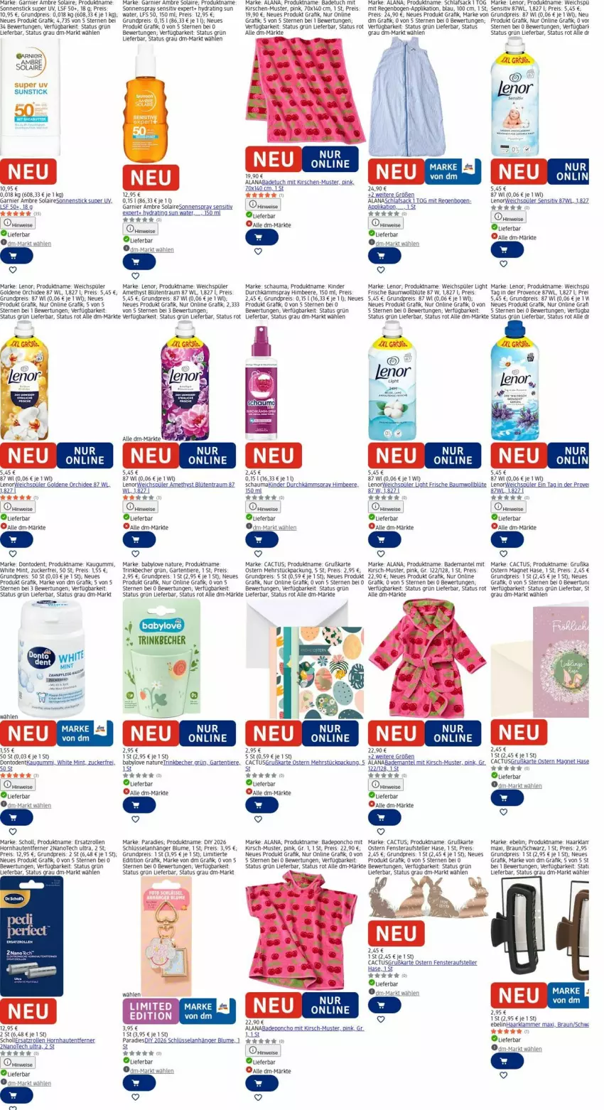 Aktueller Prospekt Dm Drogerie - Prospekte - von 09.03 bis 18.03.2026 - strona 22 - produkty: Ambre Solaire, Anhänger, Babylove, Bad, Bademantel, badetuch, Bau, Becher, beere, blume, Blüte, braun, eier, eis, Elan, elle, fenster, garnier, Garten, himbeer, himbeere, kaugummi, Kinder, kirsch, kirsche, kirschen, lenor, Mantel, mint, natur, orchidee, reis, rwe, sac, schauma, schlafsack, scholl, sonnenspray, teller, Ti, Tiere, trinkbecher, tuc, weichspüler, zucker
