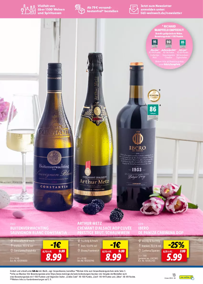 Aktueller Prospekt Lidl - Wein Entkorkt - von 04.03 bis 11.08.2024 - strona 13 - produkty: brut, cuvée, elle, frucht, gutschein, LG, ndk, sac, sauvignon, sauvignon blanc, spirituosen, Ti, versandkostenfrei, wein, weine