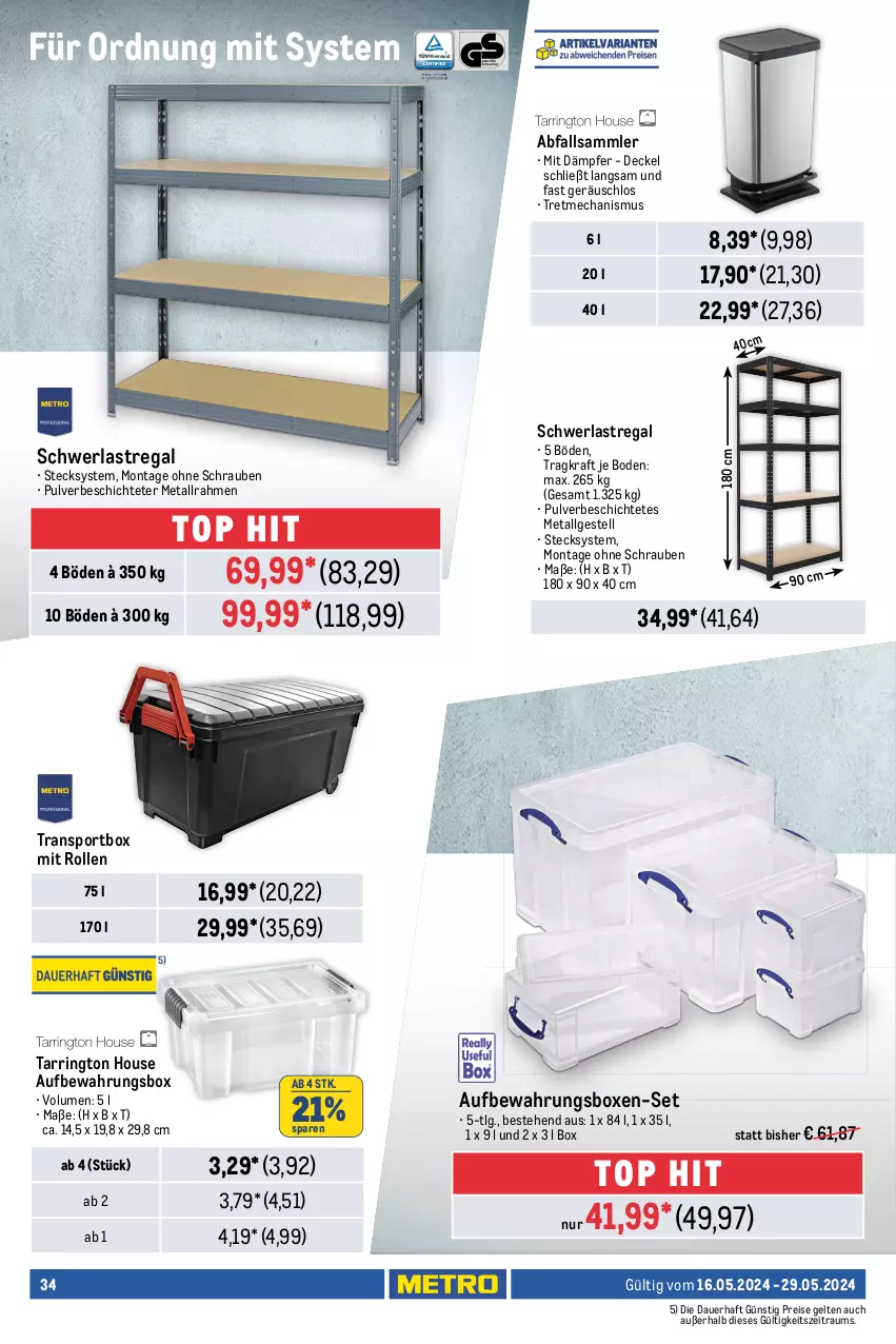 Aktueller Prospekt Metro - Food-NonFood - von 16.05 bis 29.05.2024 - strona 34 - produkty: adblue, angebot, angebote, auer, aufbewahrungsbox, decke, Deckel, Diesel, eis, elle, felgen, Felgenreiniger, kraft, LG, longlife, Rauch, regal, reiniger, reis, Ria, ring, schrauben, schwerlastregal, sekt, Sport, tarrington house, teller, Ti