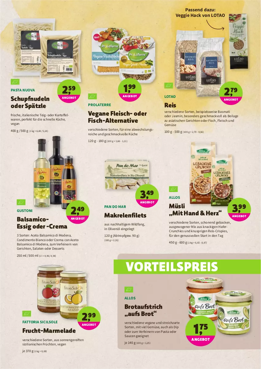 Aktueller Prospekt Denns Biomarkt - Prospekte - von 30.03 bis 09.04.2022 - strona 5 - produkty: aceto, aceto balsamico, angebot, aufstrich, balsam, balsamico, basmati, brot, brotaufstrich, condimento, Condimento Bianco, dessert, desserts, dip, eis, elle, essig, filet, filets, fisch, fleisch, frucht, früchte, früchten, geback, hafer, ilag, in olivenöl, kartoffel, küche, mac, Makrele, Makrelenfilets, marmelade, Mode, müsli, nudel, nudeln, nuss, olive, oliven, olivenöl, pasta, reis, rel, Ria, salat, salate, sauce, saucen, Streichzart, Ti, tisch, und gemüse, Vegane Fleisch, veggie, vorteilspreis, Wild