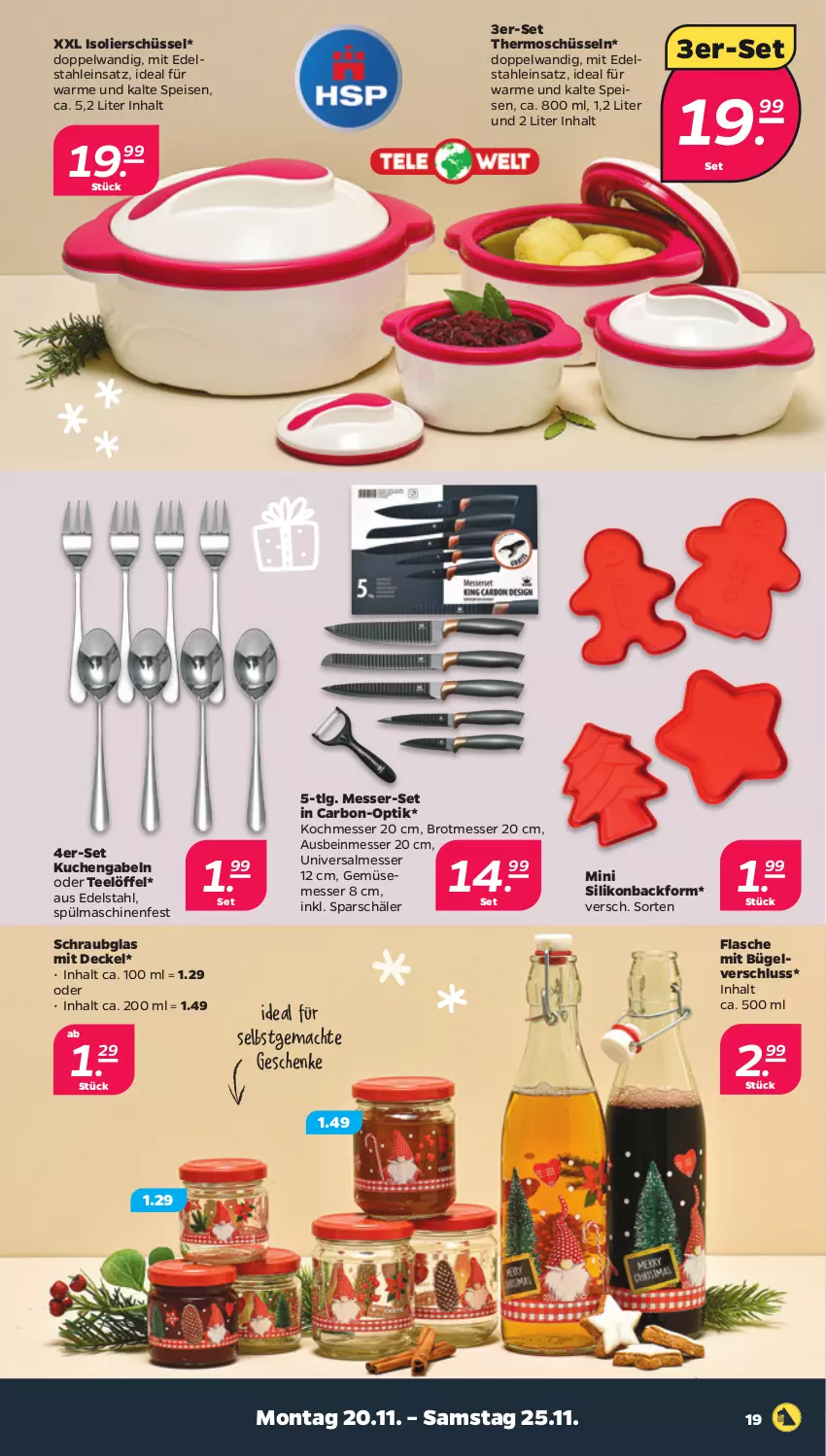 Aktueller Prospekt Netto - Woche 47 - von 20.11 bis 25.11.2023 - strona 19 - produkty: Backform, brot, bügel, decke, Deckel, edelstahl, eis, flasche, gabel, kuchen, LG, Löffel, mac, messer, schüssel, spülmaschinen, tee, Ti, usb