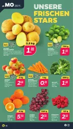 Gazetka promocyjna Netto - Woche 47 - Gazetka - ważna od 25.11 do 25.11.2023 - strona 2 - produkty: beere, beeren, broccoli, eis, himbeer, himbeere, himbeeren, kartoffel, kartoffeln, möhren, orange, orangen, rosen, Rosenkohl, sac, speisekartoffeln, speisemöhren, trauben