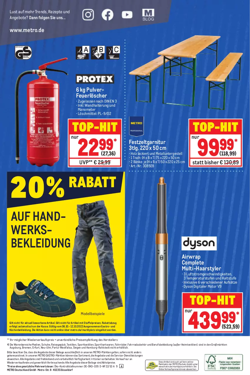 Aktueller Prospekt Metro - NonFood - von 06.10 bis 12.10.2022 - strona 16 - produkty: abholpreise, Airwrap, angebot, angebote, auto, dell, Dyson, eis, elle, erde, Fahrrad, garnitur, heimtextilien, Holz, ilag, kleid, Kleidung, küche, Küchen, lack, LG, Metro, metro gastro, Mode, Rauch, reis, rezept, rezepte, rwe, schuhe, Spiele, Sport, teller, Ti, tisch, top-hit, wandhalterung, wrap, Zelt