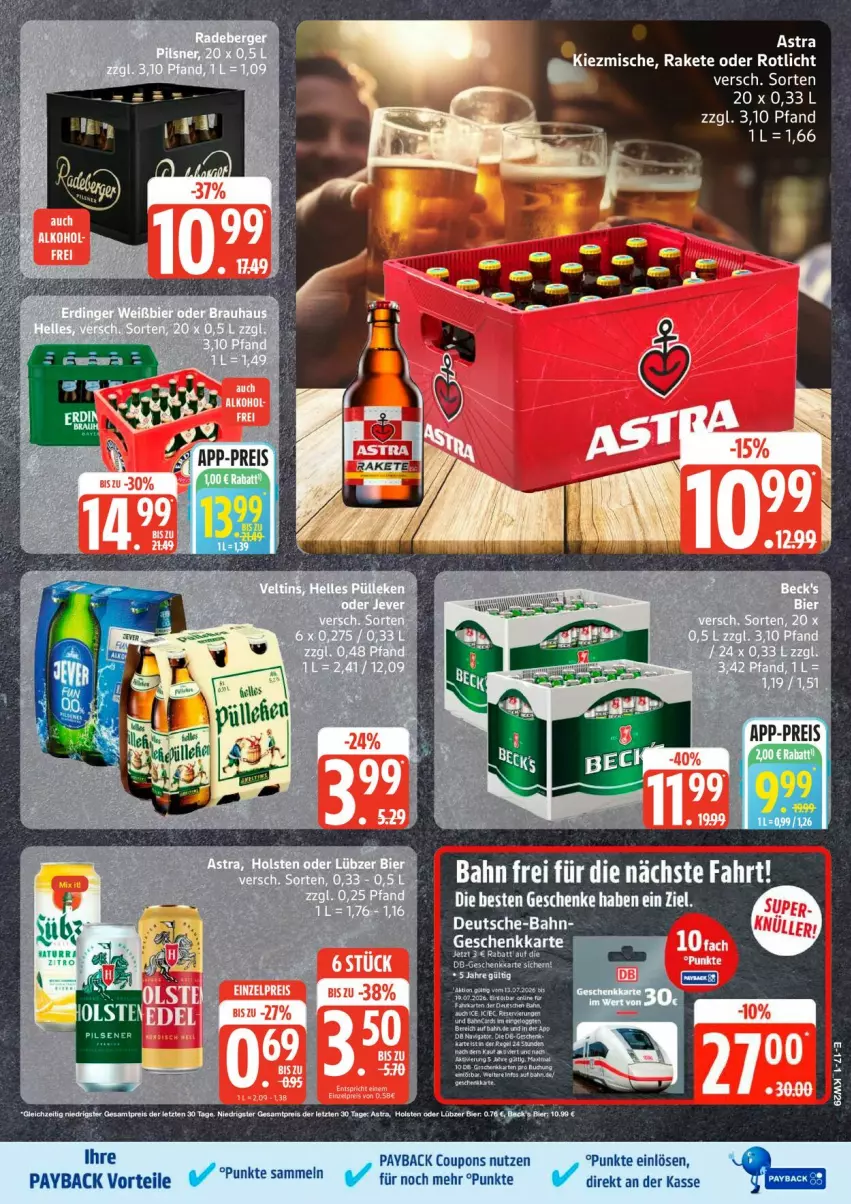 Aktueller Prospekt Edeka - Prospekte - von 13.07 bis 18.07.2026 - strona 21 - produkty: Astra, coupon, coupons, eis, ente, LG, payback, tee