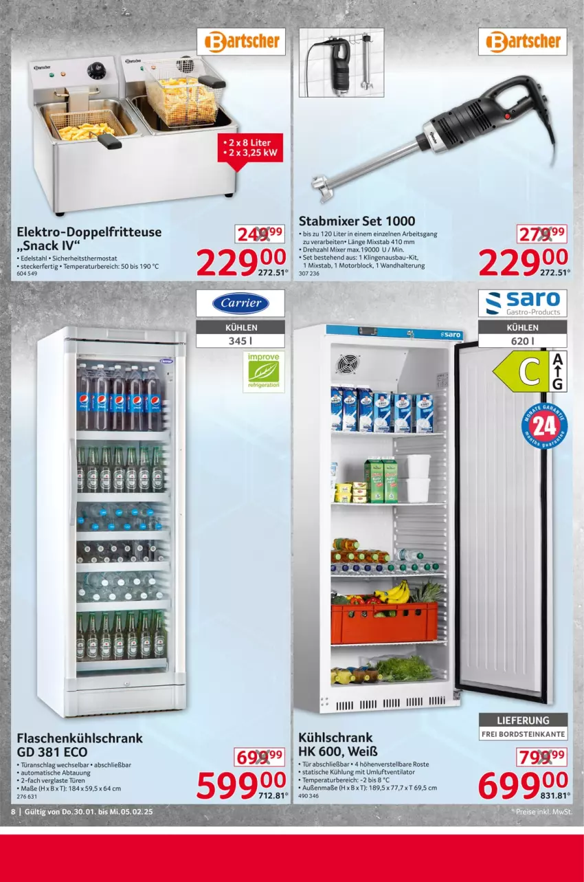 Aktueller Prospekt Selgros - Non Food - von 30.01 bis 05.02.2025 - strona 8 - produkty: auto, Bau, edelstahl, Elektro, flasche, fritteuse, kühlschrank, Mixer, Schrank, snack, stabmixer, thermostat, Ti, tisch, türanschlag wechselbar, usb, ventilator, wandhalterung