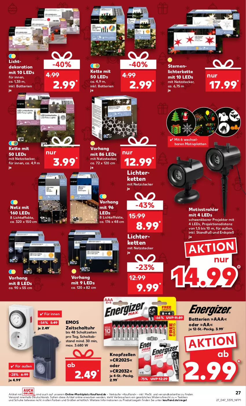 Aktueller Prospekt Kaufland - von 24.11 bis 30.11.2022 - strona 27 - produkty: batterie, batterien, dekoration, eis, elle, erde, Kette, latte, leds, lichterkette, ndk, Projektor, Rauch, Schal, schuhe, Ti, uhr, versandkostenfrei