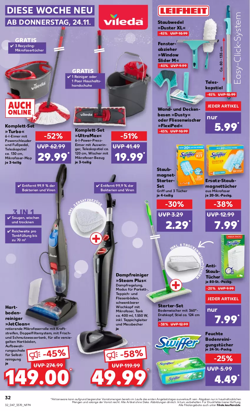 Aktueller Prospekt Kaufland - von 24.11 bis 30.11.2022 - strona 32 - produkty: angebot, angebote, Becher, bodenwischer, Clin, dampfreiniger, decke, eimer, fenster, handschuhe, Hartbodenreiniger, ipad, kraft, Magnets, Messbecher, mikrofaser, Mikrofasertücher, rama, reifen, reiniger, Reinigung, reinigungstücher, ring, Schal, Schale, schuhe, staubmagnet, staubwedel, Teleskop, teleskopstiel, teppich, Ti, Tiere, tücher, wasser, wassertank, wedel, ZTE