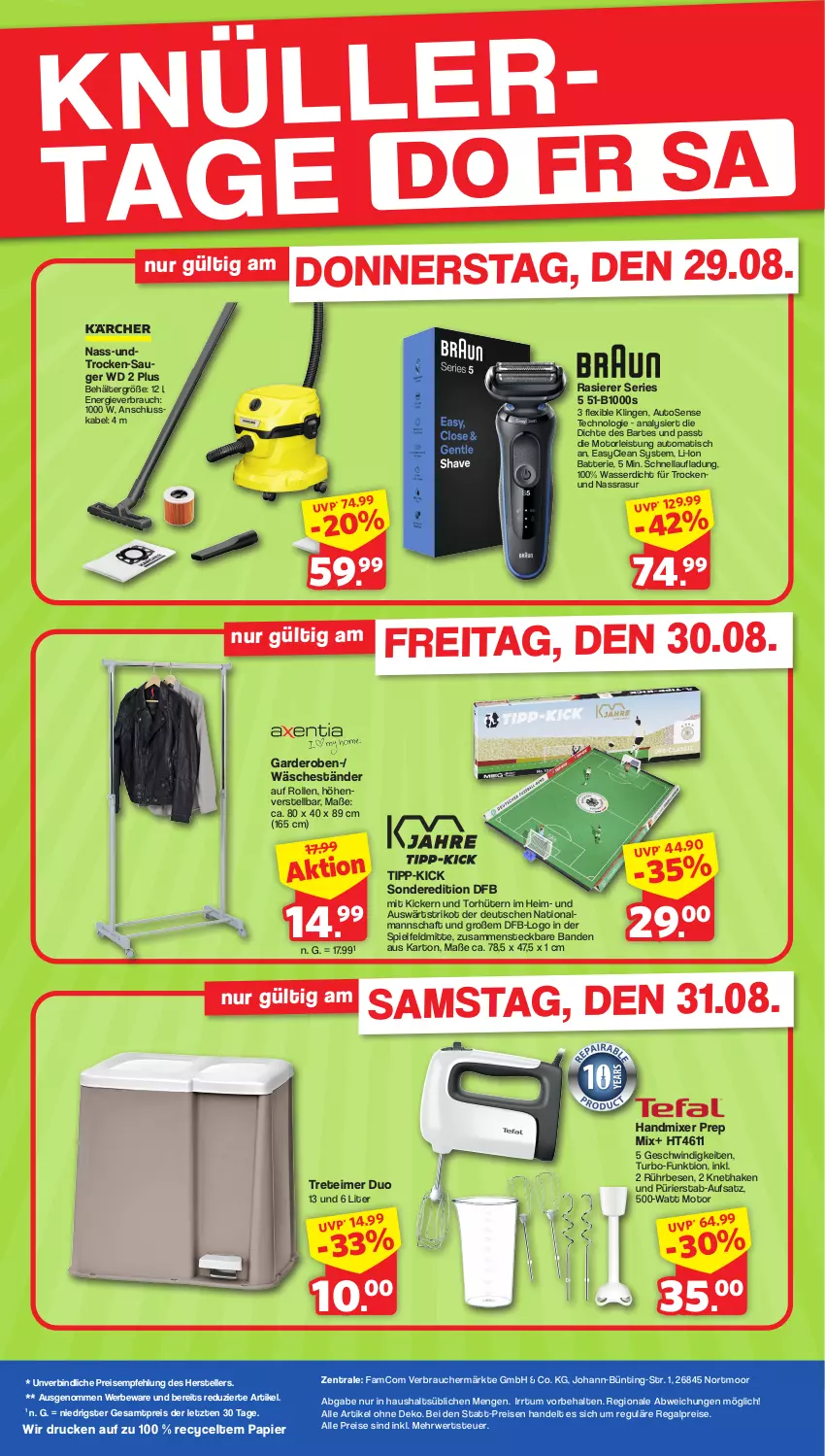 Aktueller Prospekt Famila - Prospekte - von 29.08 bis 31.08.2024 - strona 2 - produkty: auto, batterie, Behälter, eimer, eis, elle, Garderobe, handmixer, Mixer, papier, rasierer, Rauch, regal, reis, rwe, teller, Ti, tisch, treteimer, Trikot, wasser, ZTE