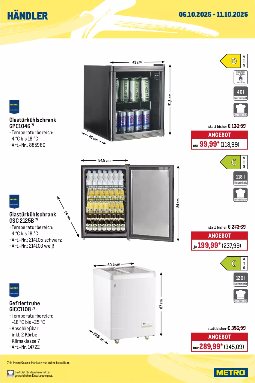Aktueller Prospekt Metro - Wochen-Angebote Händler - von 06.10 bis 11.10.2025 - strona 5 - produkty: Alwa, angebot, auer, beutel, Cap, capri-sun, coca-cola, cola, drink, drinks, eis, flasche, Glastür, kakao, kühlschrank, Metro, metro gastro, milch, mineralwasser, reis, Schrank, Ti, volvic, wasser