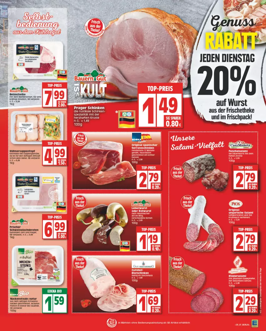 Aktueller Prospekt Edeka - Angebote der Woche - von 30.01 bis 04.02.2023 - strona 7 - produkty: bio, braten, deka, edeka bio, eintopf, eis, elle, fleisch, HP, hühner, Hühnersuppe, Intel, lachs, Lachsbraten, Nackensteak, nackensteaks, natur, saft, schnitten, schwein, schweine, Schweinelachs, steak, steaks, suppe, suppen, Ti, topf, wein, weine, wurst