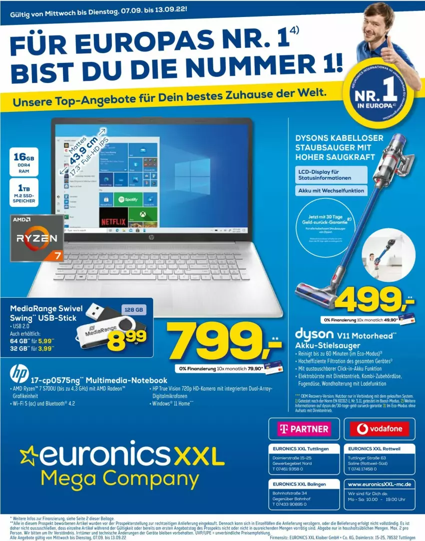 Aktueller Prospekt Euronics - Prospekte - von 07.09 bis 14.09.2022 - strona 16 - produkty: akku, AMD Radeon, angebot, angebote, aust, bett, bürste, daim, deo, Dyson, eis, Elektro, ente, euronics xxl, kraft, LG, notebook, radeon, reis, ryzen, staubsauger, Stielsauger, tee, Ti, top-angebot, usb, wandhalterung