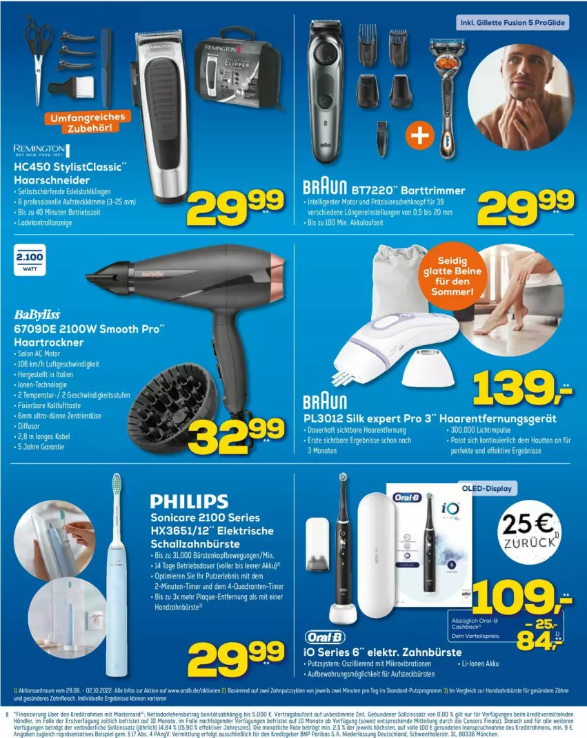 Aktueller Prospekt Euronics - Prospekte - von 07.09 bis 14.09.2022 - strona 8 - produkty: aufsteckbürsten, bett, bürste, bürsten, eis, elle, ente, fleisch, gillette, haarschneider, haartrockner, Intel, latte, LG, mastercard, oralb, Philips, remington, Schal, schallzahnbürste, sonicare, Ti, Trockner, zahnbürste