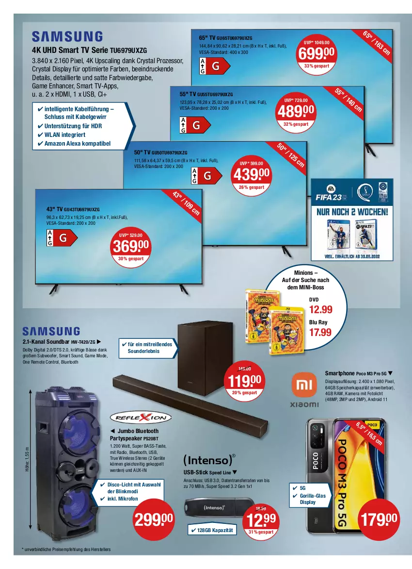 Aktueller Prospekt Vmarkt - V-Markt - von 15.09 bis 21.09.2022 - strona 16 - produkty: alexa, amazon alexa, boss, dvd, eis, elle, ente, erde, HDMI, Intel, jumbo, kamera, LG, Mode, Radio, reis, rel, rwe, smart tv, smartphone, soundbar, spee, Subwoofer, teller, Ti, uhd, usb