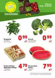 Gazetka promocyjna Metro - Obst & Gemüse Frischepreise - Gazetka - ważna od 10.08 do 10.08.2022 - strona 1 - produkty: abholpreise, angebot, angebote, broccoli, brut, eis, ilag, korb, kräuter, Kräuterseitlinge, melone, Metro, obst, paprika, Rauch, reis, rwe, Ti, und gemüse, wasser, wassermelone