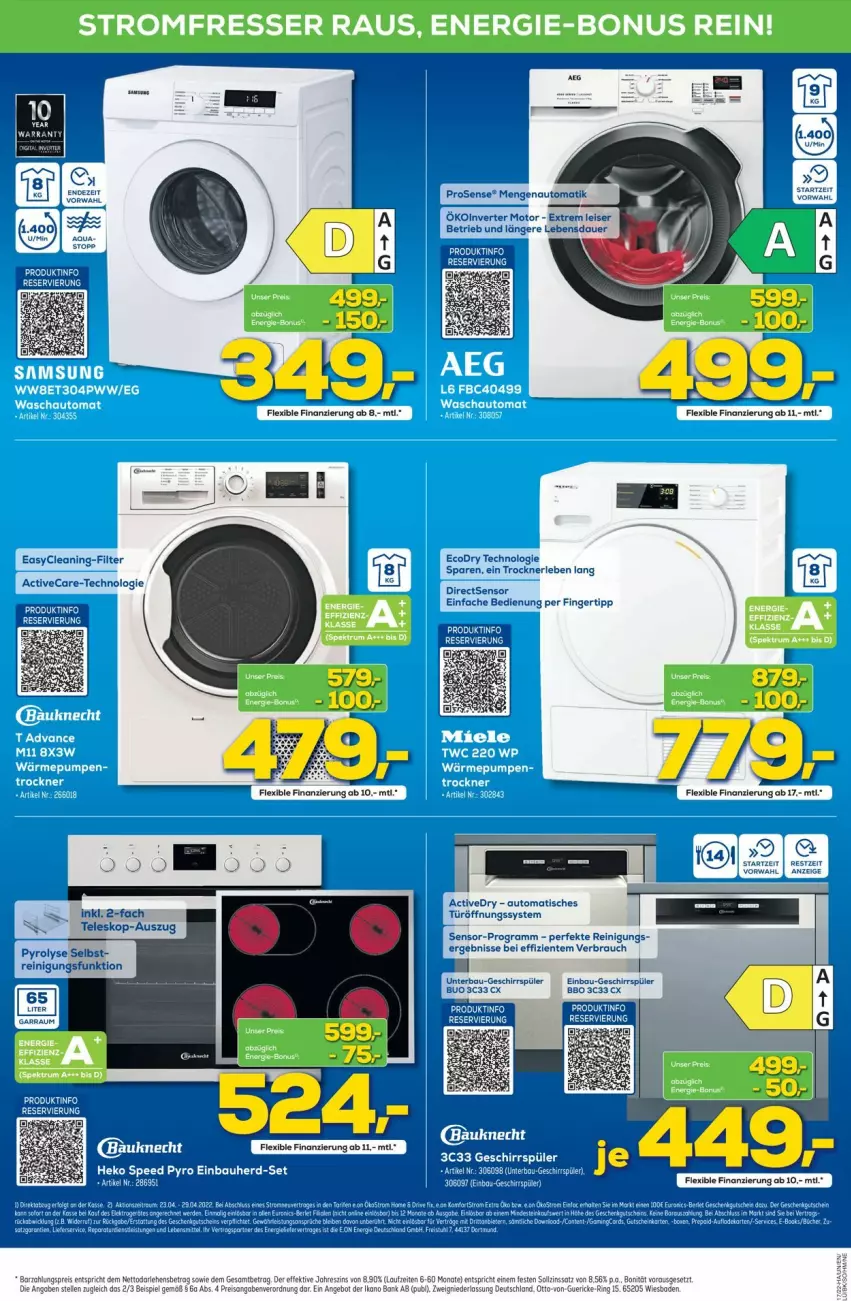 Aktueller Prospekt Euronics - Prospekte - von 27.04 bis 04.05.2022 - strona 8 - produkty: angebot, auer, auto, Bad, Bank, Bau, eis, elle, ente, geschirr, geschirrspüler, Ofen, Rauch, Reinigung, reis, ring, Teleskop, Ti, tisch, Trockner