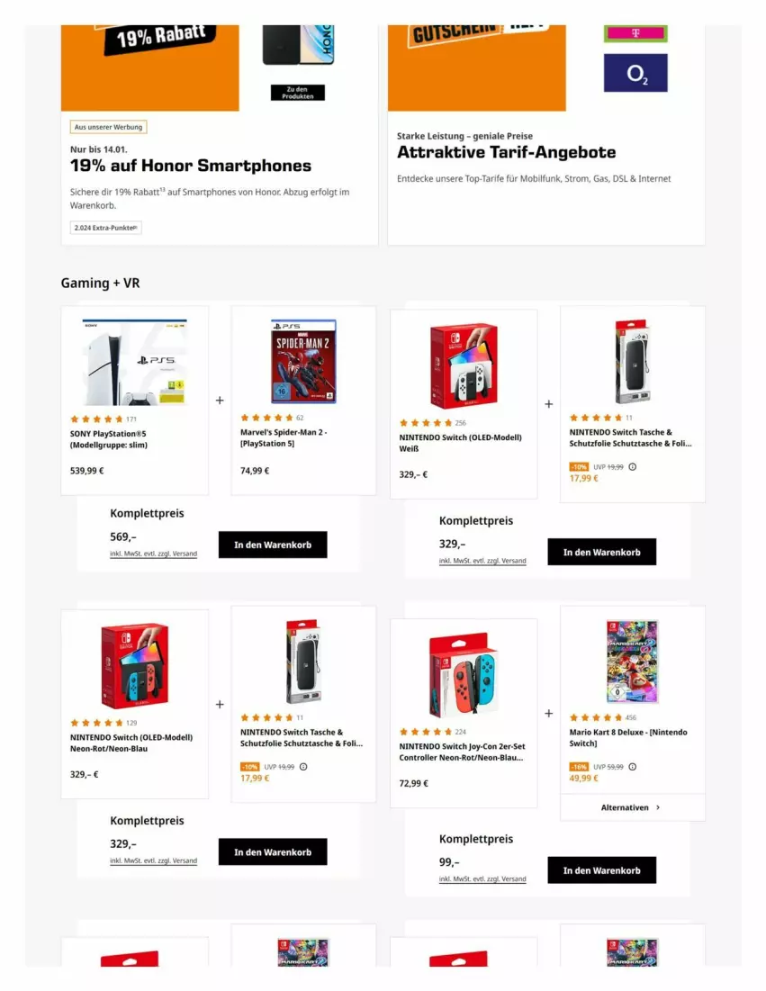 Aktueller Prospekt Saturn - Prospekte - von 05.01 bis 14.01.2024 - strona 8 - produkty: angebot, angebote, decke, dell, eis, Honor, korb, lays, LG, Mode, nintendo, Nintendo Switch, PlayStation, PlayStation 5, reis, Roller, smartphone, smartphones, sony, spider-man, Tasche, tee, Ti