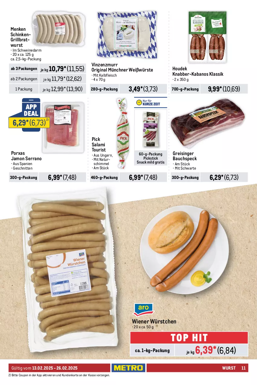 Aktueller Prospekt Metro - Food-Nonfood - von 13.02 bis 26.02.2025 - strona 11 - produkty: Bau, beere, beeren, beutel, bratwurst, brötchen, cocktail, cocktails, coppenrath, coupon, Donut, donuts, eis, flasche, fleisch, geback, gin, Goldstücke, grill, grillbratwurst, Hähnchenfleisch, houdek, kabanos, Kalbfleisch, Käse, kuchen, LG, mit kalbfleisch, natur, nuss, reis, ring, rum, salami, schinken, schnitten, schwein, schweine, serrano, snack, Speck, spinat, Ti, tiefkühlkost, wein, weine, weizenbrötchen, wiener, wiener würstchen, wurst, würstchen