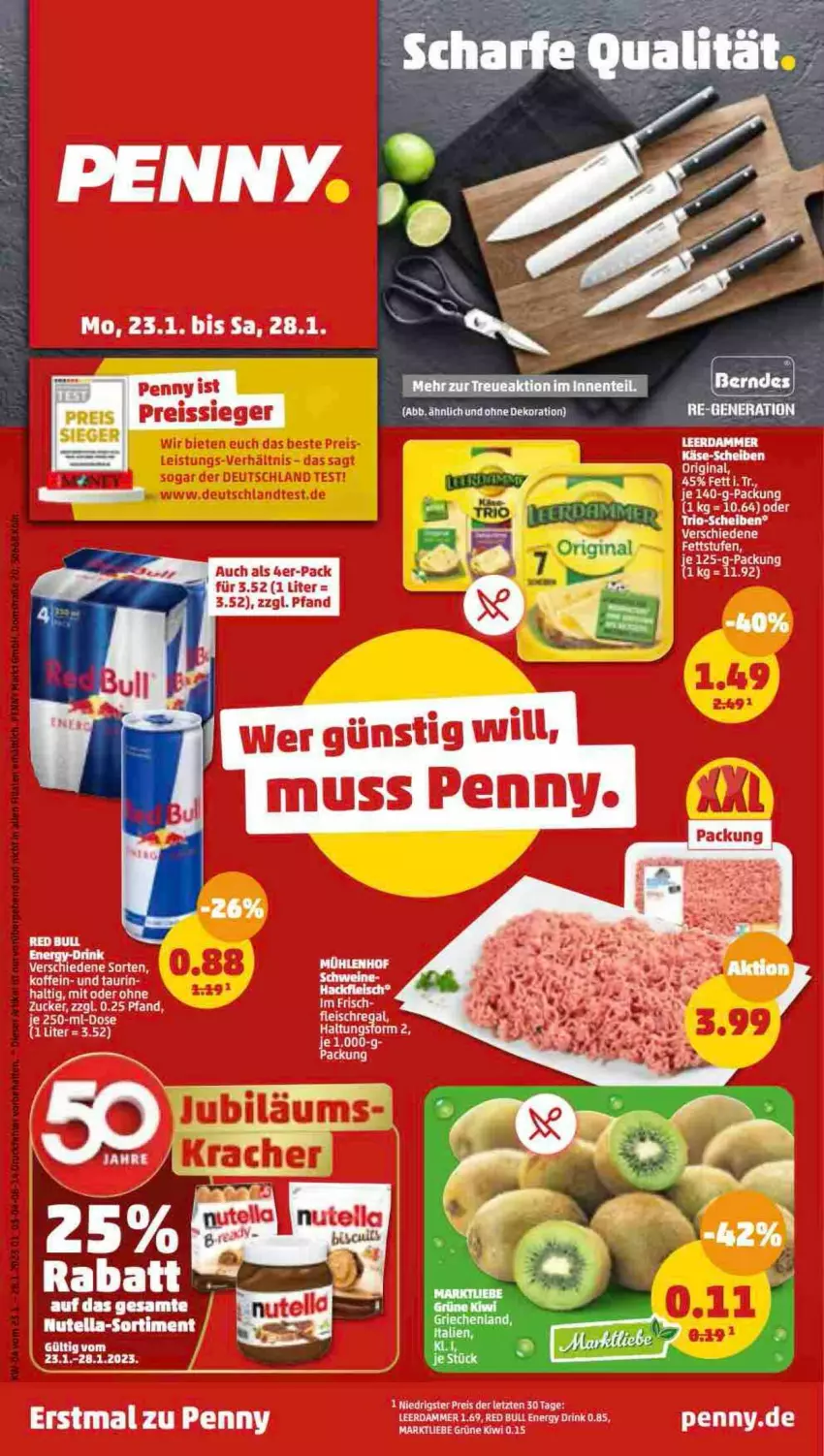 Aktueller Prospekt Penny - Prospekte - von 23.01 bis 28.01.2023 - strona 1 - produkty: berndes, drink, eis, energy drink, kiwi, reis, Ti, ZTE