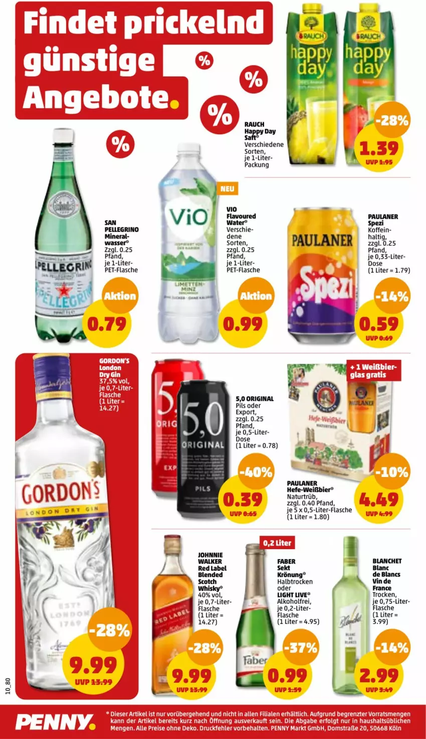 Aktueller Prospekt Penny - Prospekte - von 23.01 bis 28.01.2023 - strona 10 - produkty: alkohol, arla, bier, blended scotch, blended scotch whisky, de blancs, elle, flasche, gin, Hefe, johnnie walker, limette, limetten, Mett, metten, natur, Paula, paulaner, pet-flasche, pils, scotch, scotch whisky, sekt, Spezi, Ti, vin de france, wasser, whisky, ZTE