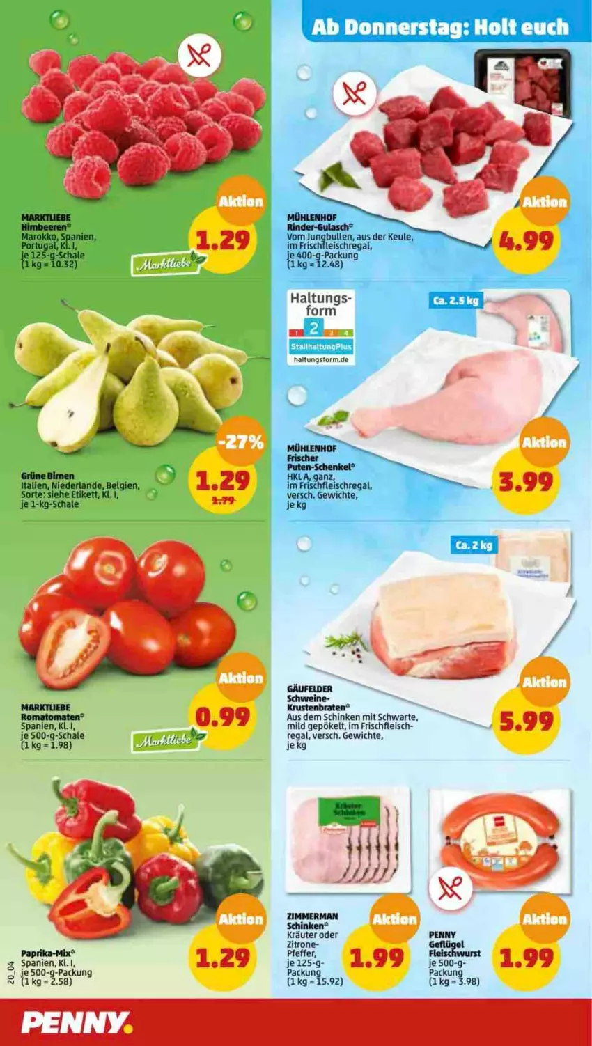 Aktueller Prospekt Penny - Prospekte - von 23.01 bis 28.01.2023 - strona 20 - produkty: braten, eis, fleisch, fleischwurst, Geflügel, gulasch, henkel, kräuter, krustenbraten, LG, pfeffer, pute, regal, rind, rinder, Romatomaten, Schal, Schale, schenkel, schinken, schwein, schweine, Ti, tomate, tomaten, wein, weine, wurst, zitrone