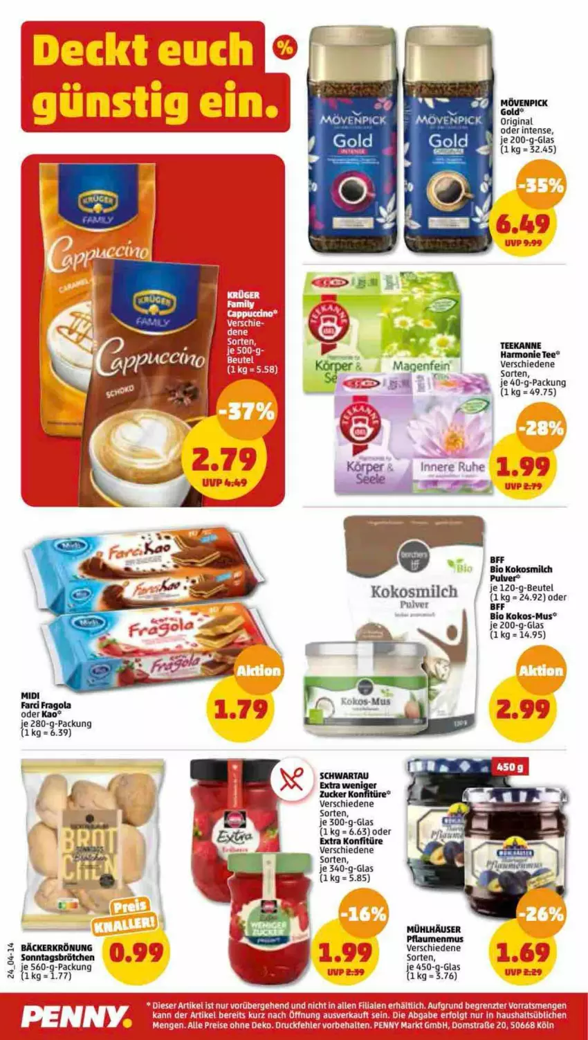 Aktueller Prospekt Penny - Prospekte - von 23.01 bis 28.01.2023 - strona 24 - produkty: beutel, bio, eis, gin, kokos, kokosmilch, konfitüre, LG, milch, mühlhäuser, pflaume, pflaumen, pflaumenmus, reis, rum, Schwartau, tee, teekanne, Ti, ZTE, zucker