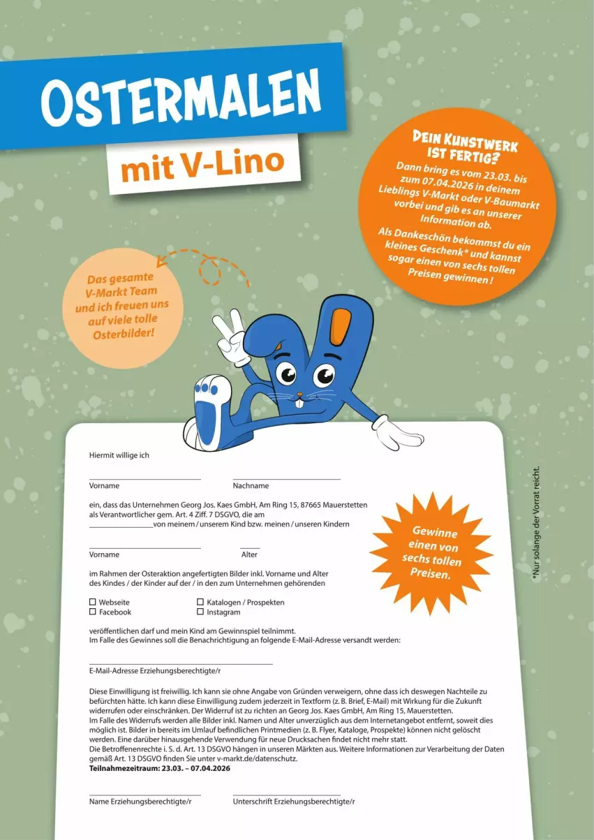 Aktueller Prospekt Vmarkt - Prospekte - von 25.03 bis 08.04.2026 - strona 2 - produkty: angebot, auer, Bau, brie, eis, erde, gewinnspiel, kaes, Kinder, leine, LG, reis, ring, rwe, sac, Ti