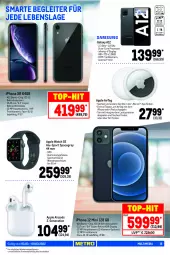 Gazetka promocyjna Metro - NonFood - Gazetka - ważna od 09.03 do 09.03.2022 - strona 15 - produkty: Apple, Apple AirPods, Apple AirTag, Apple Watch, Apple Watch SE, Armband, Betriebssystem, bio, eis, elle, frontkamera, GPS, hauptkamera, ipad, iphone, IPhone 12, IPhone X, iphone xr, kamera, lautsprecher, octa-core prozessor, Pods, reis, sac, Spiele, Sport, teller, Ti, top-hit, wasser