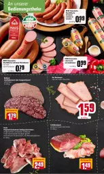 Gazetka promocyjna Rewe - Prospekte - Gazetka - ważna od 10.04 do 10.04.2022 - strona 6 - produkty: aktionspreis, burger, eis, fleisch, fleischwurst, gin, hausmarke, Kalbfleisch, knoblauch, landleberwurst, leberwurst, mac, meersalz, Mett, mettwurst, mit kalbfleisch, mit oder ohne knoblauch, Neuburger, reis, rewe hausmarke, rohschinken, Rotwurst, salz, schinken, schinkenspeck, Speck, Ti, wurst