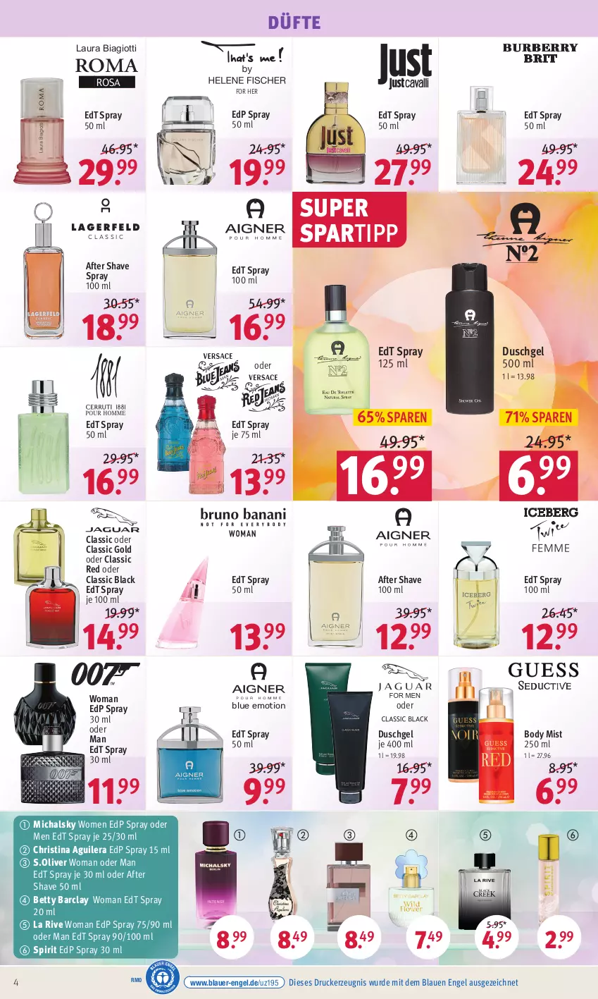 Aktueller Prospekt Rossmann - Prospekte - von 31.10 bis 04.11.2022 - strona 4 - produkty: after shave, auer, bett, body, drucker, duschgel, edp spray, edt spray, Engel, kerze, La Rive, lack, laura biagiotti, olive, s.oliver, spartipp, Ti