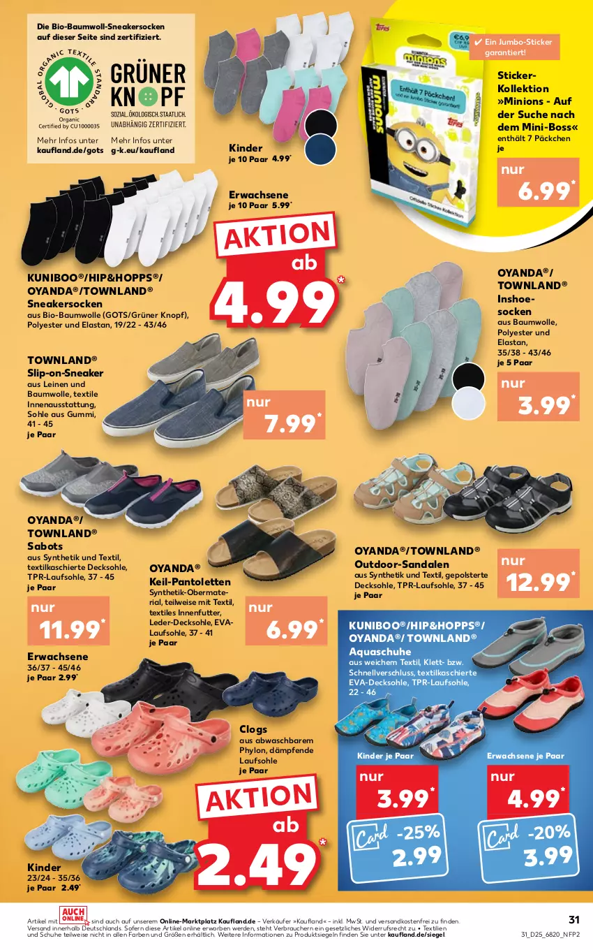 Aktueller Prospekt Kaufland - von 23.06 bis 29.06.2022 - strona 31 - produkty: aqua, Bau, baumwolle, bio, bio-baumwolle, boss, Clogs, decksohle, eis, erde, Hylo, jumbo, Kinder, leine, ndk, pantolette, pantoletten, Rauch, Ria, Sabots, sandale, sandalen, schuhe, slip, sneaker, sneakersocken, socken, Ti, versandkostenfrei, wolle