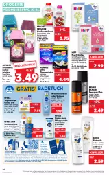 Gazetka promocyjna Kaufland - Gazetka - ważna od 29.06 do 29.06.2022 - strona 26 - produkty: airwick, aktionspreis, Alwa, Always, angebot, Bad, Badehandtuch, beutel, binden, bio, body, Bodymilk, bruno banani, Cap, creme, Damenbinden, deo, deospray, dove, dusche, eier, eis, feuchttücher, freche freunde, frucht, Gesichtscreme, gin, handtuch, hipp, je 50-ml-tiegel, Lotion, lufterfrischer, nivea, nivea sun, Pflegecreme, pflegedusche, Q10, Reinigung, reis, shampoo, shampoo oder spülung, snack, sonnenschutz, spülung, Tagespflege, Ti, tuc, tücher, wasser, WICK, ZTE, zucker