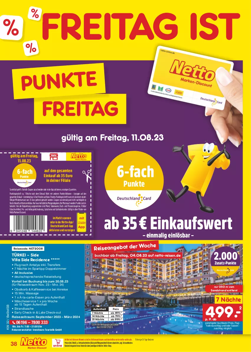 Aktueller Prospekt Netto Marken-Discount - Filial-Angebote - von 07.08 bis 12.08.2023 - strona 42 - produkty: angebot, bestpreis, buch, coupon, deutschlandcard, discount, eduscho, eis, erde, guthabenkarte, gutschein, gutscheine, kaffee, korb, mac, marken-discount, milch, ndk, obst, Rauch, reis, reiseveranstalter, spartipp, strandtasche, Tasche, Tchibo, Ti, trendtours touristik gmbh, uhr, vorteilspreis