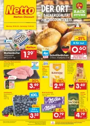 Gazetka promocyjna Netto Marken-Discount - Filial-Angebote - Gazetka - ważna od 12.08 do 12.08.2023 - strona 1 - produkty: angebot, backofen, beere, beeren, bestpreis, bohne, brötchen, brustfilet, butter, butterkäse, discount, edamer, eis, filet, heidelbeere, heidelbeeren, jacobs, jacobs krönung, kaffee, kartoffel, kartoffeln, Käse, markenbutter, mehl, milka, milka schokolade, minutenschnitzel, ndk, Ofen, pfanni, reis, schnitten, schnitzel, schoko, schokolade, speisekartoffeln, stube, Ti, ZTE