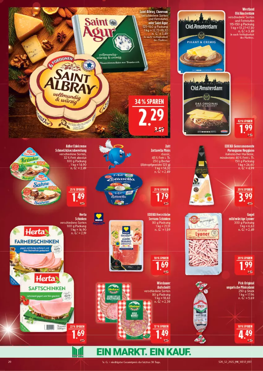 Aktueller Prospekt Marktkauf - Prospekt - von 21.12 bis 27.12.2025 - strona 20 - produkty: auer, aufschnitt, Becher, creme, deka, edelcreme, eis, ente, gin, hartkäse, italienischer hartkäse, Käse, nuss, reis, Saint Agur, schinken, Schmelzkäse, schmelzkäsezubereitung, Ti, ZTE
