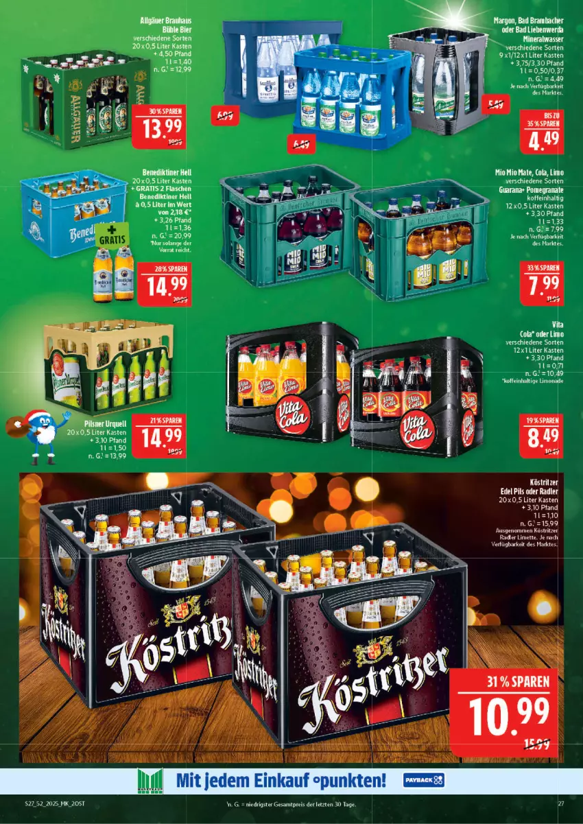 Aktueller Prospekt Marktkauf - Prospekt - von 21.12 bis 27.12.2025 - strona 27 - produkty: Alwa, Bad, Benediktiner, flasche, grana, köstritzer, limette, limo, limonade, Mett, mineralwasser, radler, Rana, tee, Ti, wasser