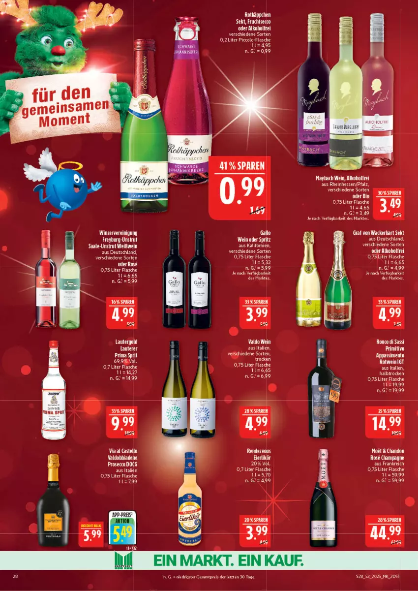 Aktueller Prospekt Marktkauf - Prospekt - von 21.12 bis 27.12.2025 - strona 28 - produkty: alkohol, bio, champagne, ecco, flasche, frucht, fruchtsecco, gallo, maybach, prosecco, rotkäppchen, sekt, sim, Ti, wein