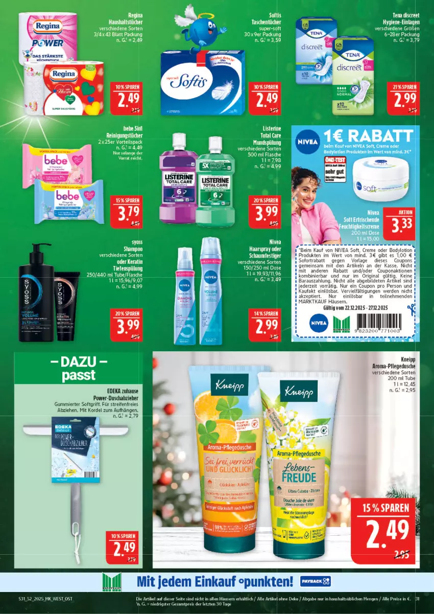 Aktueller Prospekt Marktkauf - Prospekt - von 21.12 bis 27.12.2025 - strona 31 - produkty: Bebe, body, coupon, coupons, creme, deka, dusche, eis, erde, gin, Heu, kneipp, nivea, pflegedusche, reifen, reis, sofortrabatt, tee, Ti
