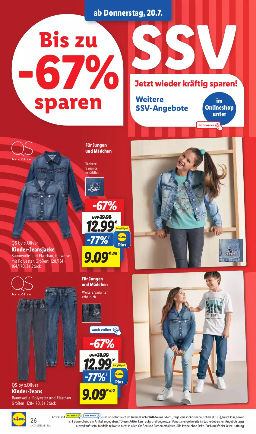 Aktueller Prospekt Lidl - Aktionsprospekt - von 17.07 bis 22.07.2023 - strona 32 - produkty: angebot, angebote, Bau, baumwolle, dell, eis, elle, Jacke, jeans, Jeansjacke, Kinder, Mode, ndk, olive, reis, Ria, s.oliver, Schal, Schale, Ti, wolle, ZTE