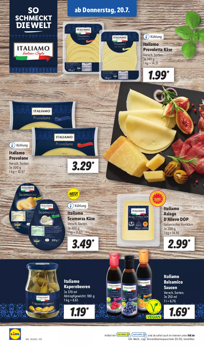 Aktueller Prospekt Lidl - Aktionsprospekt - von 17.07 bis 22.07.2023 - strona 46 - produkty: balsam, balsamico, beere, beeren, hartkäse, italiamo, italienischer hartkäse, Käse, ndk, Provolone, sauce, saucen, Scamorza, Schal, Schale, Ti