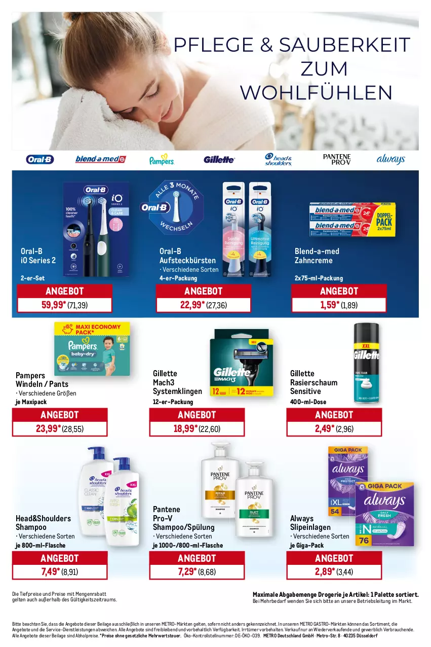 Aktueller Prospekt Metro - Starke Marken - von 01.12 bis 06.12.2025 - strona 21 - produkty: abholpreise, Alwa, Always, angebot, angebote, aufsteckbürsten, blend-a-med, bürste, bürsten, creme, eis, flasche, gillette, ilag, mac, mach3, Metro, metro gastro, oral-b, Palette, pampers, pantene, pantene pro-v, Pants, pro-v, Rasierschaum, Rauch, reis, rwe, shampoo, slip, slipeinlagen, spülung, Systemklingen, Ti, tiefpreis, windeln, zahncreme