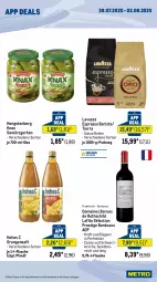 Gazetka promocyjna Metro - App Deals - Gazetka - ważna od 02.08 do 02.08.2025 - strona 2 - produkty: bohne, cassis, coupon, espresso, flasche, gewürz, Gewürzgurke, gewürzgurken, gurke, gurken, hengstenberg, Hohes C, kirsch, kirsche, kraft, lavazza, orange, orangen, orangensaft, saft, Ti