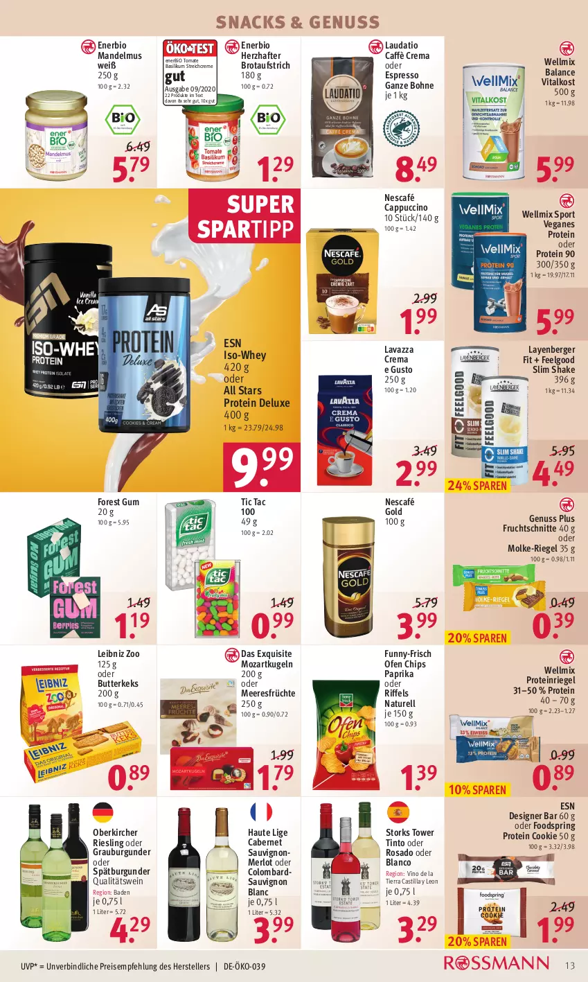 Aktueller Prospekt Rossmann - Prospekte - von 10.01 bis 14.01.2022 - strona 13 - produkty: asti, aufstrich, Bad, basilikum, Berger, bio, bohne, brot, brotaufstrich, burgunder, butter, butterkeks, cabernet, cabernet sauvignon, caffè crema, Cap, cappuccino, chips, cin, cookie, creme, eis, elle, espresso, frucht, früchte, Fruchtschnitte, funny-frisch, grauburgunder, keks, Kugel, lavazza, leibniz, LG, mandel, Mandelmus, meeresfrüchte, merl, merlot, natur, Nescafé, nescafé gold, nuss, oder espresso, Ofen, paprika, qualitätswein, reis, rel, riegel, riesling, ring, sauvignon, sauvignon blanc, shake, snack, snacks, spartipp, spätburgunder, Sport, teller, Ti, tomate, vita, wein