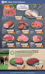 Gazetka promocyjna Combi - Prospekte - Gazetka - ważna od 15.10 do 15.10.2022 - strona 4 - produkty: braten, eis, fleisch, gewürz, gulasch, Käse, kotelett, lachs, Lachsrolle, mac, Mett, natur, rind, rinder, rinderbraten, Rinderroulade, rinderrouladen, Rinderzunge, rindfleisch, rollbraten, rouladen, schinken, schwein, schweine, schweinefleisch, Ti, Tiere, tisch, wein, weine