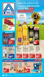 Gazetka promocyjna Aldi Nord - Aldi-Vorschau - Gazetka - ważna od 17.09 do 17.09.2022 - strona 1 - produkty: aldi, Anzug, apfel, apfelsaft, brut, direktsaft, discount, eis, Elektro, flasche, frucht, fruchtsaft, fruchtsäfte, garnitur, gin, hot dog, HP, Laufen, Multivitaminsaft, natur, orange, orangen, orangensaft, pocopiano, Ria, saft, säfte, Schal, Schale, snack, storck, tafeltrauben, Ti, tisch, toffifee, trauben, vita, ZTE