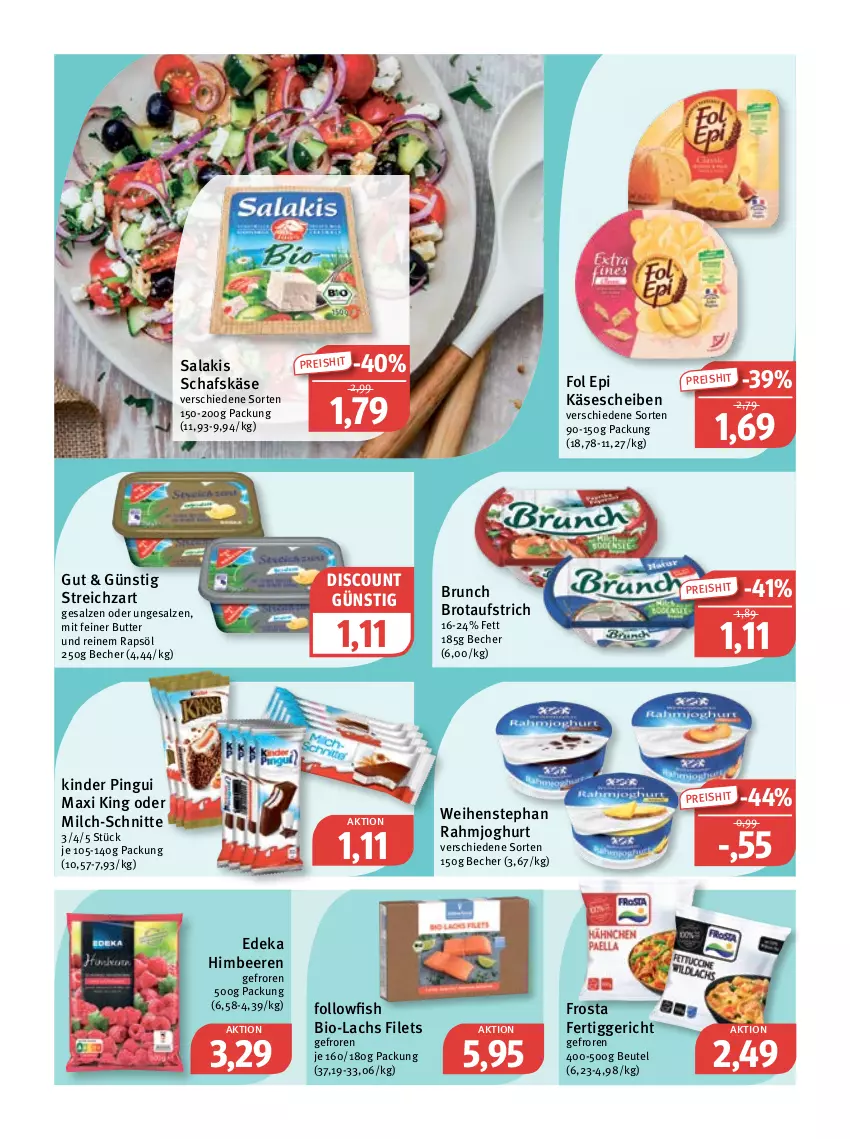 Aktueller Prospekt Feneberg - Prospekte - von 20.04 bis 22.04.2023 - strona 6 - produkty: aufstrich, Becher, beere, beeren, beutel, bio, brot, brotaufstrich, butter, deka, discount, eis, fertiggericht, filet, filets, fol epi, followfish, frosta, himbeer, himbeere, himbeeren, joghur, joghurt, Käse, käsescheiben, Kinder, kinder pingui, lachs, milch, milch-schnitte, pingui, rahmjoghurt, rapsöl, reis, salakis, salz, schafskäse, Streichzart, Ti, weihenstephan