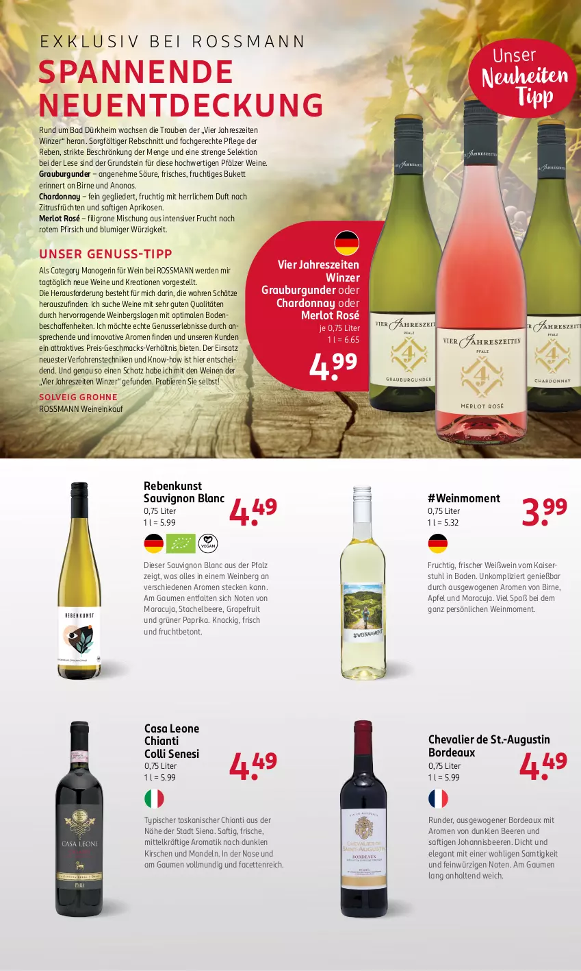 Aktueller Prospekt Rossmann - Prospekte - von 31.01 bis 06.04.2025 - strona 17 - produkty: ananas, apfel, aprikose, aprikosen, Bad, beere, beeren, bier, Biere, burgunder, chardonnay, chia, chianti, eis, erde, frucht, früchte, früchten, gefu, grapefruit, grauburgunder, johannisbeere, Johannisbeeren, Kaiser, kirsch, kirsche, kirschen, mac, mandel, mandeln, maracuja, merl, merlot, neuheit, Nike, nuss, paprika, pfirsich, reis, saft, sauvignon, sauvignon blanc, siena, stuhl, Ti, trauben, wein, weine, Weißwein